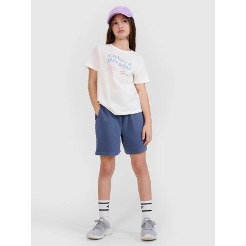 T-shirt regular z nadrukiem dziewczęcy 4F 4FJWSS25TTSHF1854-11S