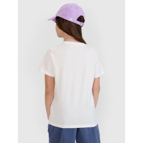 T-shirt regular z nadrukiem dziewczęcy 4F 4FJWSS25TTSHF1854-11S