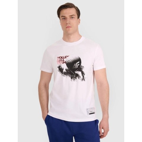 T-shirt regular z nadrukiem siatkarskim męski 4F 4FRAW25TTSHM3235-10S