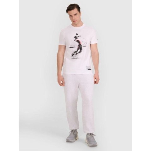 T-shirt regular z nadrukiem siatkarskim męski 4F 4FRAW25TTSHM3318-10S