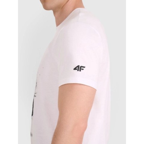 T-shirt regular z nadrukiem siatkarskim męski 4F 4FRAW25TTSHM3318-10S