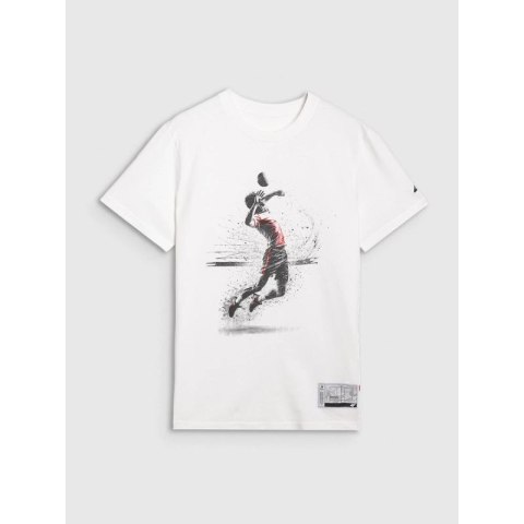 T-shirt regular z nadrukiem siatkarskim męski 4F 4FRAW25TTSHM3318-10S