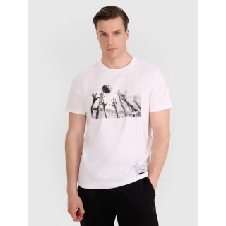 T-shirt regular z nadrukiem siatkarskim męski 4F 4FRAW25TTSHM3319-10S