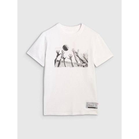 T-shirt regular z nadrukiem siatkarskim męski 4F 4FRAW25TTSHM3319-10S