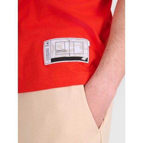 T-shirt regular z nadrukiem siatkarskim męski 4F 4FRAW25TTSHM3319-62S