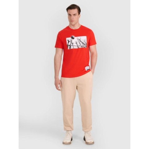 T-shirt regular z nadrukiem siatkarskim męski 4F 4FRAW25TTSHM3319-62S