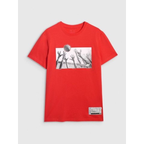 T-shirt regular z nadrukiem siatkarskim męski 4F 4FRAW25TTSHM3319-62S