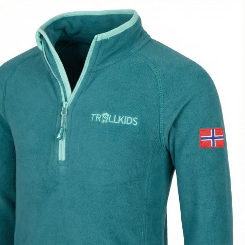 Bluza polarowa dla dziewczynki/chłopca z zamkiem Trollkids Kids Nordland Half Zip zielona (707-332)