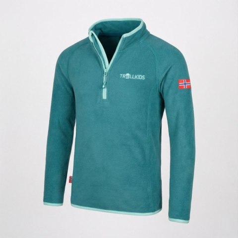 Bluza polarowa dla dziewczynki/chłopca z zamkiem Trollkids Kids Nordland Half Zip zielona (707-332)