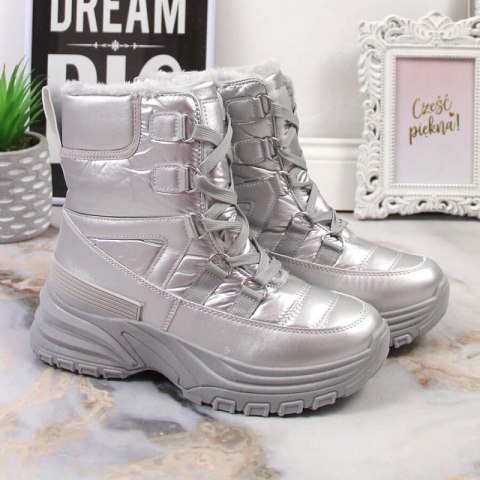 Śniegowce sznurowane metaliczne Potocki W WOL117B