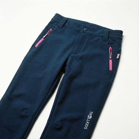 Spodnie softshellowe dziewczęce/chłopięce Trollkids Kids Fjell Softshell Pant granatowe (117-114)