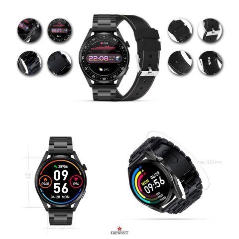 Smartwatch GIEWONT Vertex SmartCall GW450-2 Carbon/Carbon Leather