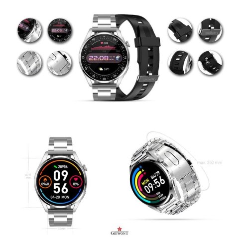 Smartwatch GIEWONT Vertex SmartCall GW450-4 Silver/Carbon Silikon