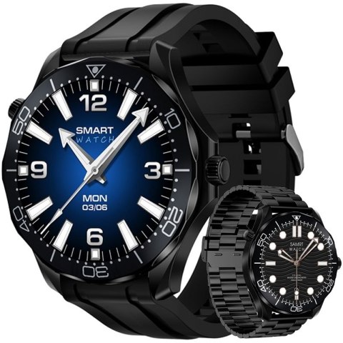 Smartwatch VELTORI VT150-1 Czarny Pasek Silikonowy + Czarna Bransoleta