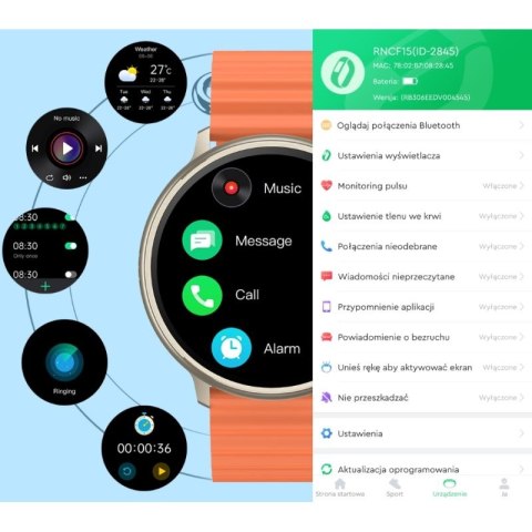 Smartwatch RUBICON RNCF15 Tytan/Orange SMARUB258