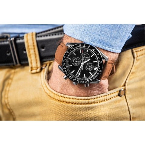 Zegarek Męski Giewont Chronograph Sapphire Brązowo Czarny GW8720-A1