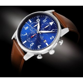 Zegarek Męski Giewont Chronograph Sapphire Brązowo Niebieski GW5630-A6