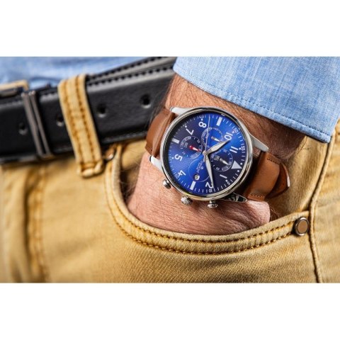 Zegarek Męski Giewont Chronograph Sapphire Brązowo Niebieski GW5630-A6