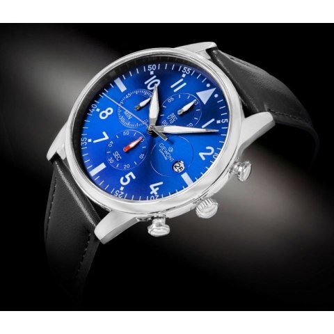 Zegarek Męski Giewont Chronograph Sapphire Czarno Niebieski GW5630-A3