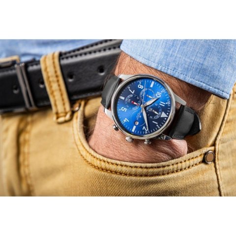 Zegarek Męski Giewont Chronograph Sapphire Czarno Niebieski GW5630-A3