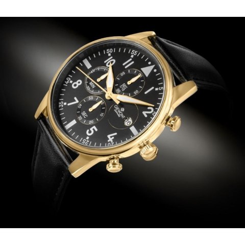 Zegarek Męski Giewont Chronograph Sapphire Czarno Złoty GW5630-A4
