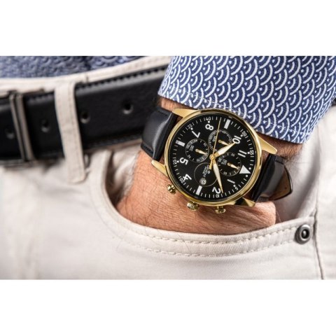 Zegarek Męski Giewont Chronograph Sapphire Czarno Złoty GW5630-A4