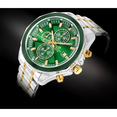 Zegarek Męski Giewont Chronograph Sapphire Srebrno Zielony GW7290-B7