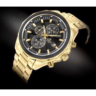 Zegarek Męski Giewont Chronograph Sapphire Złoto Czarny GW7290-B4