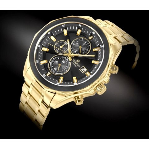 Zegarek Męski Giewont Chronograph Sapphire Złoto Czarny GW7290-B4