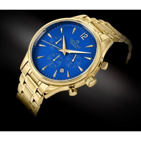 Zegarek Męski Giewont Chronograph Sapphire Złoto Niebieski GW6310-B5