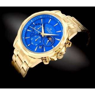 Zegarek Męski Giewont Chronograph Sapphire Złoto Niebieski GW9460-B5