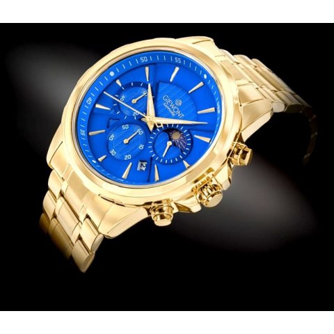 Zegarek Męski Giewont Chronograph Sapphire Złoto Niebieski GW9460-B5