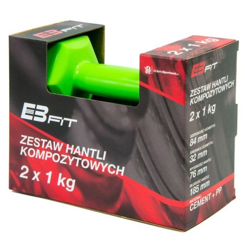 Zestaw Hantli Kompozytowych EB FIT 2x1kg zielone 1027012
