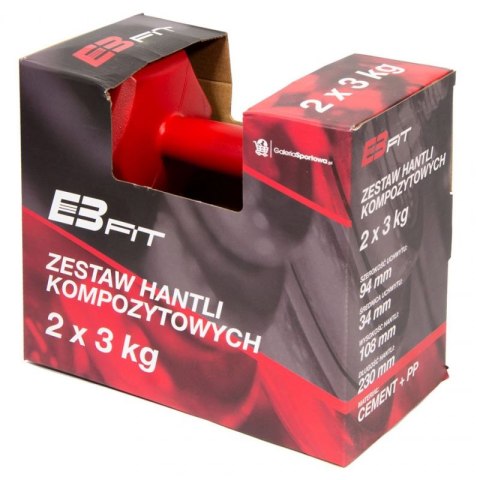 Zestaw hantli kompozytowych EB FIT 2x3kg czerwone 1027036