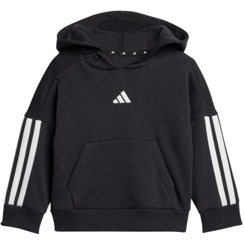 Dres dla dzieci adidas Essentials Joggers 3 Stripes Fleece Hoodie czarny JD6484