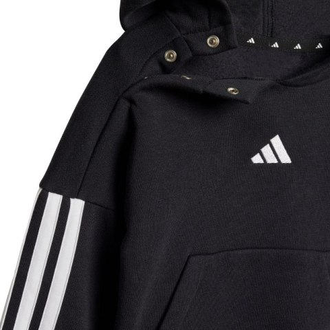 Dres dla dzieci adidas Essentials Joggers 3 Stripes Fleece Hoodie czarny JD6484