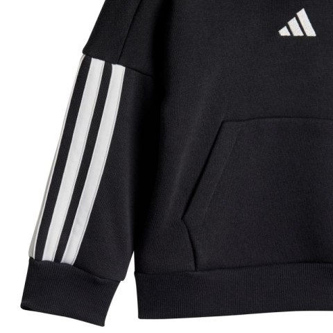 Dres dla dzieci adidas Essentials Joggers 3 Stripes Fleece Hoodie czarny JD6484