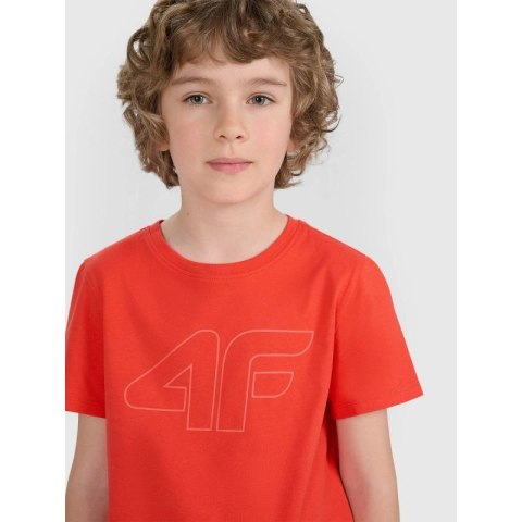 T-shirt regular z nadrukiem chłopięcy 4F 4FJRAW25TTSHM3261-62S