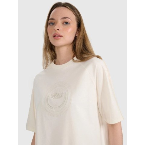 T-shirt oversize z nadrukiem damski 4F 4FRSS25TTSHF2791-11S