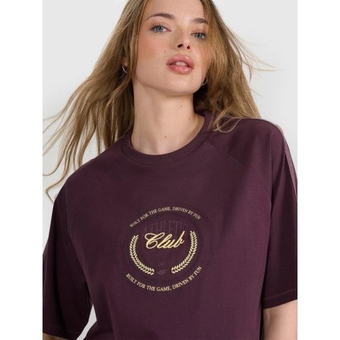 T-shirt oversize z nadrukiem damski 4F 4FRSS25TTSHF2791-50S