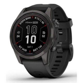 Zegarek Garmin Fenix 7S Pro 42mm Sapphire Solar szary tytanowy DLC z czarnym paskiem