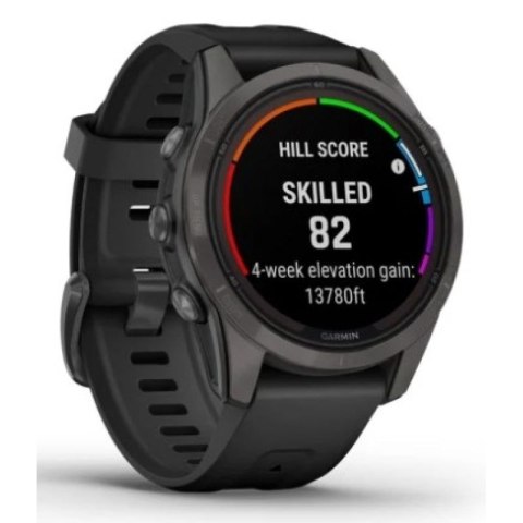 Zegarek Garmin Fenix 7S Pro 42mm Sapphire Solar szary tytanowy DLC z czarnym paskiem