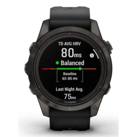 Zegarek Garmin Fenix 7S Pro 42mm Sapphire Solar szary tytanowy DLC z czarnym paskiem