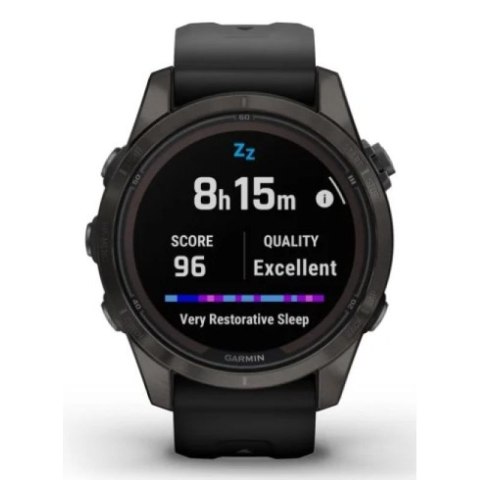Zegarek Garmin Fenix 7S Pro 42mm Sapphire Solar szary tytanowy DLC z czarnym paskiem