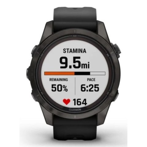 Zegarek Garmin Fenix 7S Pro 42mm Sapphire Solar szary tytanowy DLC z czarnym paskiem