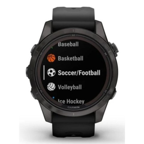 Zegarek Garmin Fenix 7S Pro 42mm Sapphire Solar szary tytanowy DLC z czarnym paskiem