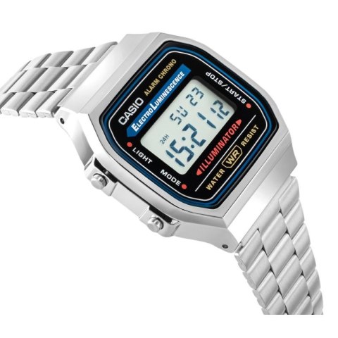 Zegarek Casio A168WA unisex cyfrowy z bransoletą ze stali nierdzewnej, srebrny