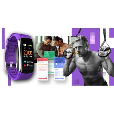 Smartwatch GIEWONT Czarno Fioletowy 2 Paski GW200-3