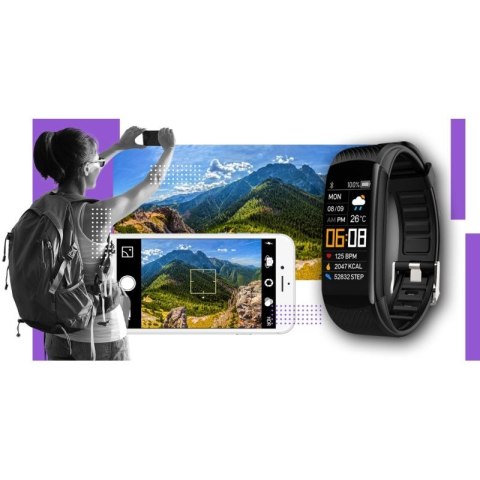 Smartwatch GIEWONT Czarno Fioletowy 2 Paski GW200-3