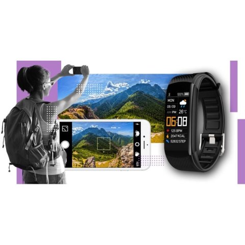 Smartwatch GIEWONT Czarno Jasnofioletowy 2 Paski GW200-8